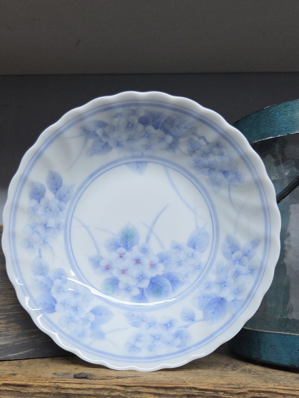 Vintage Hijiri Gama Japanese Blue Floral Porcelain Bowl